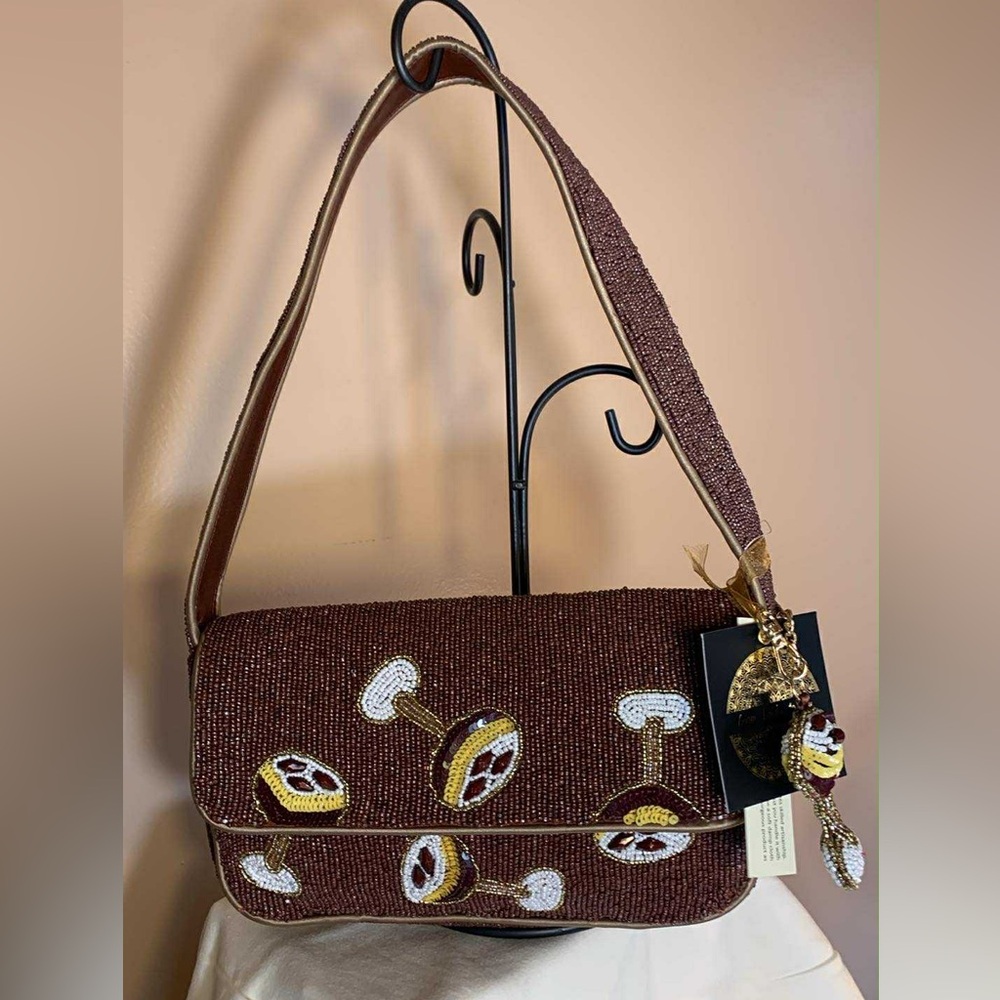 NWT Viral Beaded Espresso Martini Bag w/ Bag Charm
